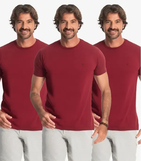 Kit 3 Camisetas Masculinas Básicas Select Vermelho G
