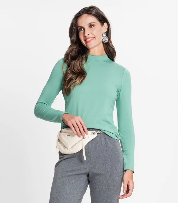 Blusa Feminina Manga Longa Gola Alta Rovitex Verde G