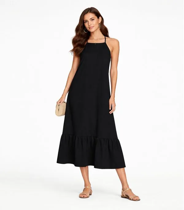 Vestido Longo De Alça E Recorte Maria Infinita Cor Preto P