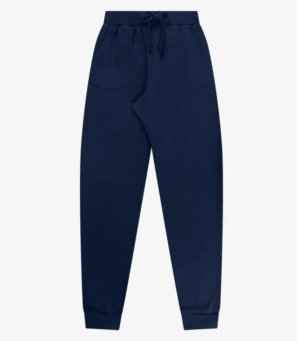 Calça Feminina Moletom Peluciado Básica Rovitex Azul M