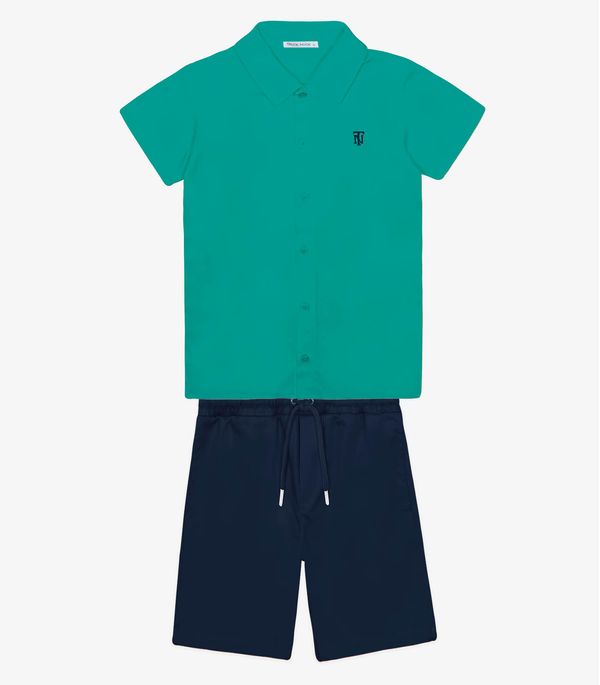 Conjunto Menino Camisa Com Bermuda Trick Nick Verde 12