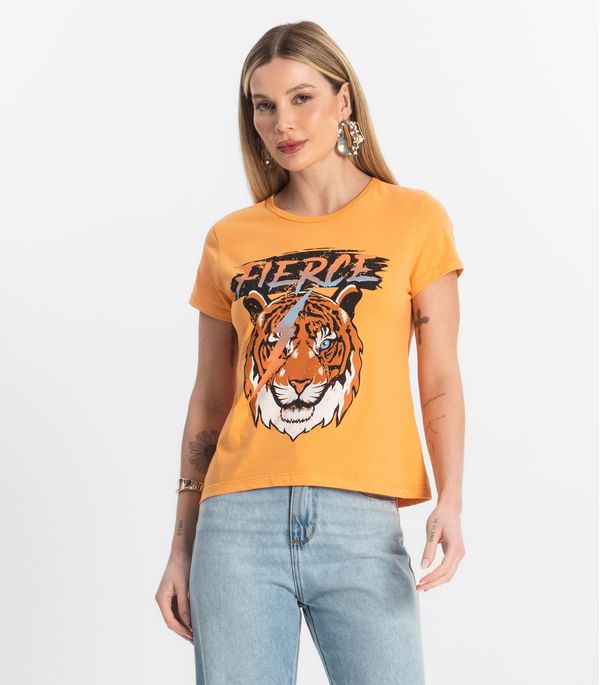 Blusa T-Shirt Feminina Estampada Select Laranja GG