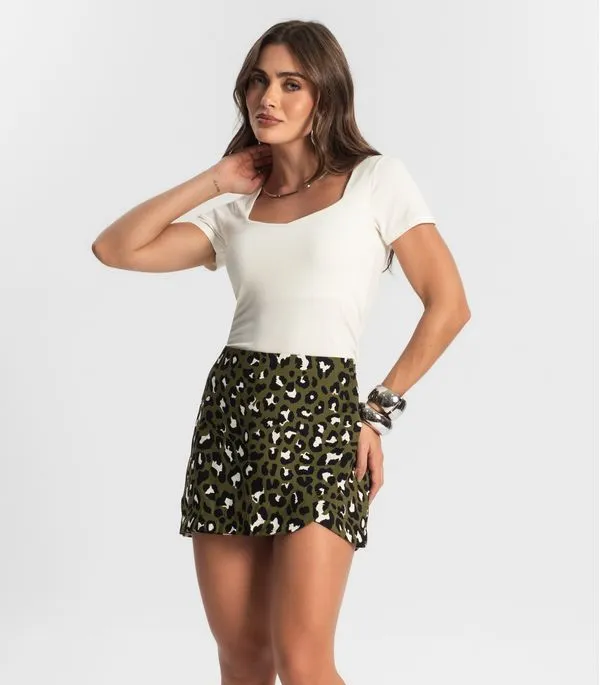 Shorts Saia Feminino Estampado Style Box Verde G