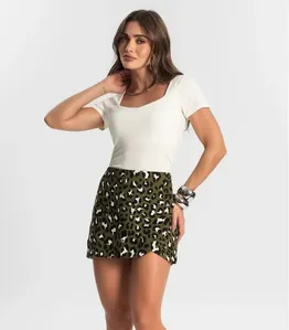 Shorts Saia Feminino Estampado Style Box Verde M
