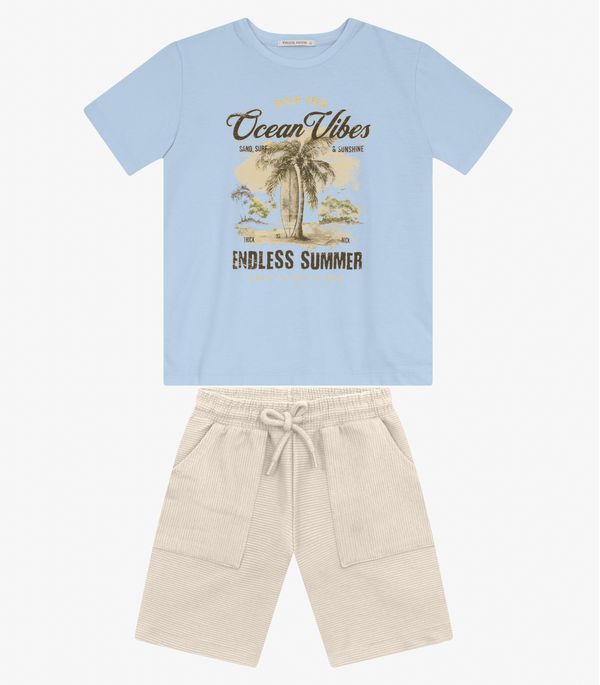 Conjunto Menino Camiseta com Bermuda Trick Nick Azul 4
