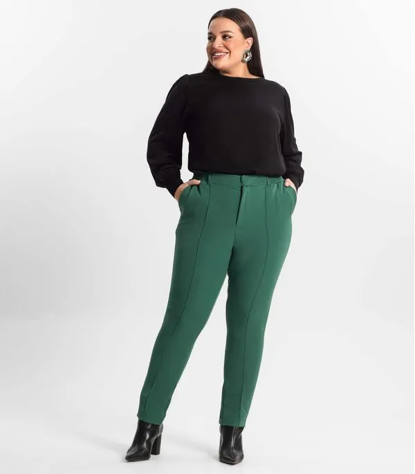 Calça Alfaiataria Plus Size Secret Glam Verde Plus G3