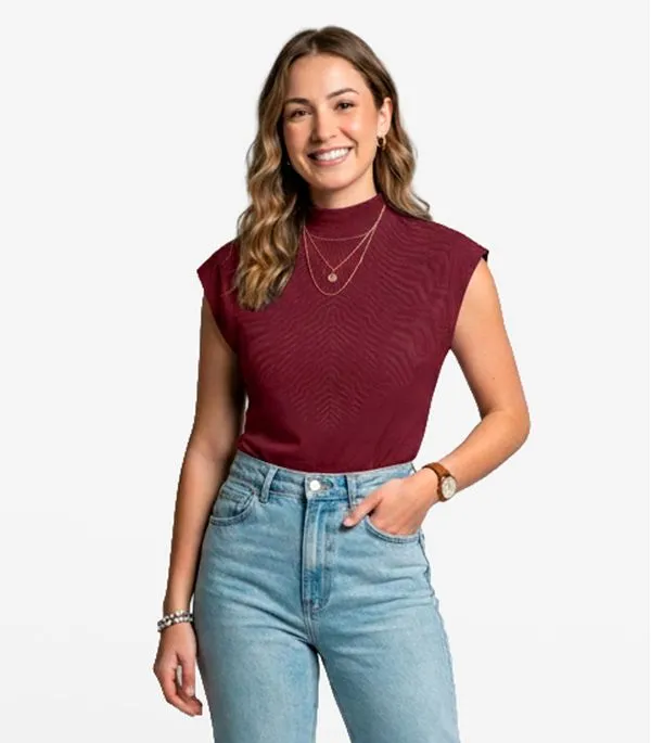 Blusa Feminina Com Gola Chaminé Select Vermelho P