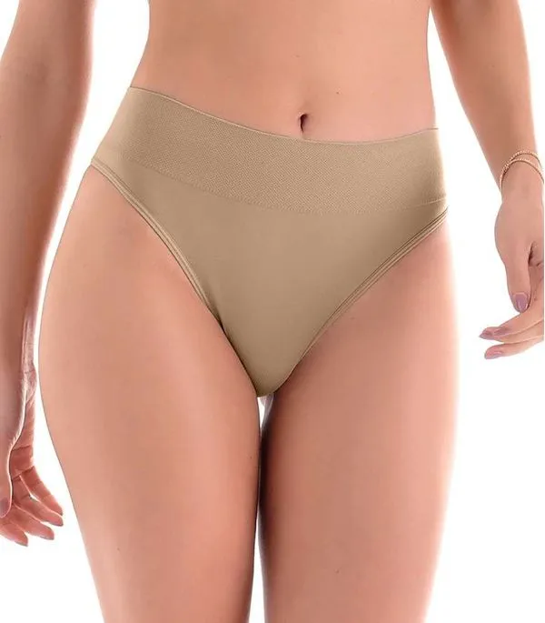 Calcinha Tanga Cós Largo sem Costura Zee Rucci Bege P