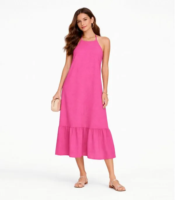 Vestido Longo De Alça E Recorte Maria Infinita Cor Rosa G