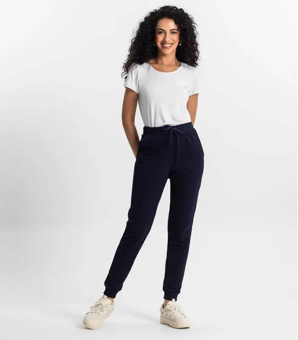 Calça Feminina Moletom Peluciado Básica Rovitex Preto GG