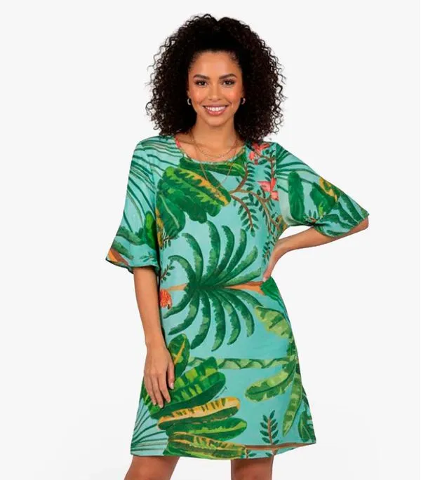 Vestido Feminino Estampado Infinita Cor Verde GG