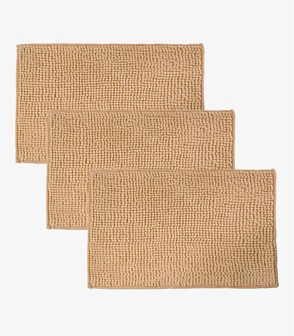 Kit 3 Tapetes Pipoca Microfibra Infinita Cor Bege UN