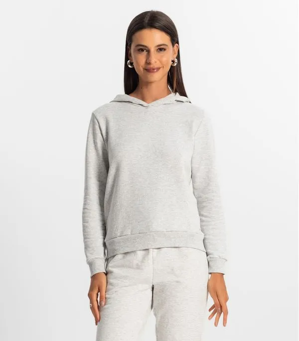 Blusão Feminino Moletom Felpado Com Capuz Rovitex Cinza P