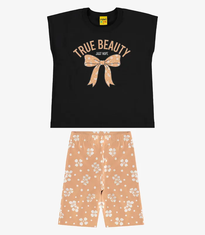 Conjunto Infantil Blusa Com Shorts Rovi Kids Preto