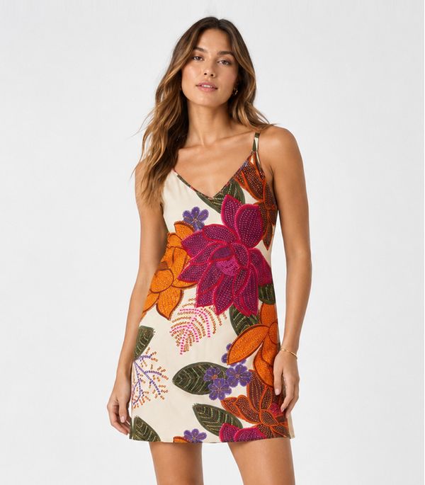 Vestido Estampado Rovitex Bege P