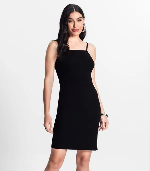 Vestido Canelado De Alça Select Preto GG
