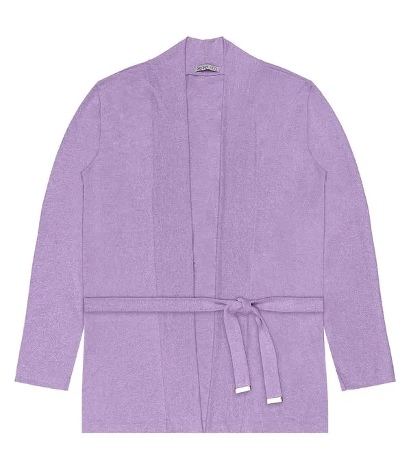 Cardigan Feminino Plus Size Em Tricot Secret Glam Roxo Plus G3