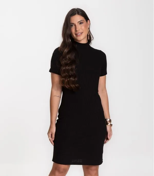 Vestido Feminino Canelado Infinita Cor Preto M