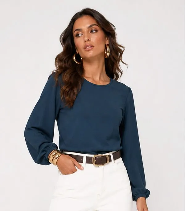 Blusão Feminino Em Malha Mileto Infinita Cor Azul GG