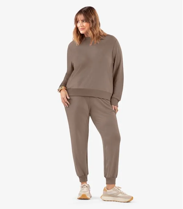 Calça Jogger Feminina Plus Size Secret Glam Marrom Plus G1