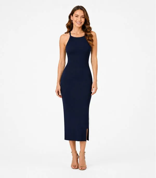Vestido Feminino Em Ribana Infinita Cor Azul G