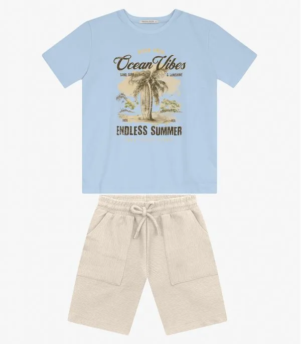 Conjunto Menino Camiseta com Bermuda Trick Nick Azul 8