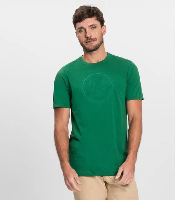 Camiseta Masculina Manga Curta Meia Malha Diametro Verde G