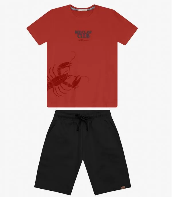 Conjunto Camiseta com Bermuda Menino Trick Nick Laranja 3
