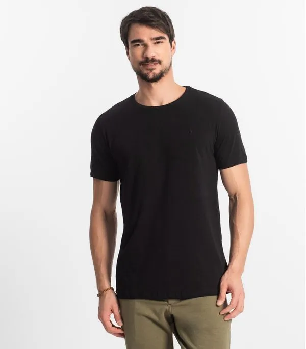 Camiseta Masculina Plus Size Meia Malha Diametro Preto Plus G2