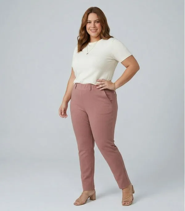 Calça Feminina Ponto Roma Plus Size Secret Glam Marrom Plus G3