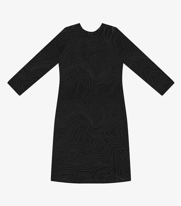 Vestido Curto Feminino Manga 7/8 Estampado Rovitex Preto GG