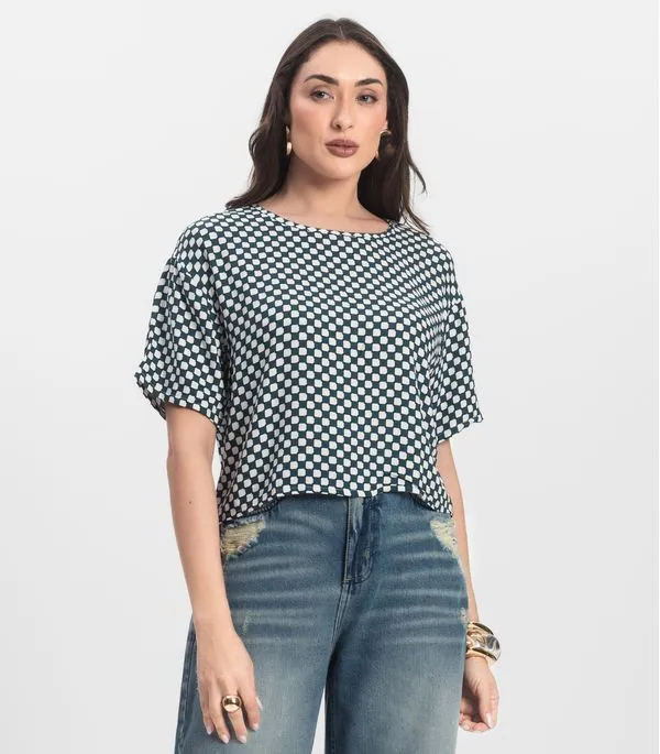 Blusa Feminina Estampada Infinita Cor Verde G