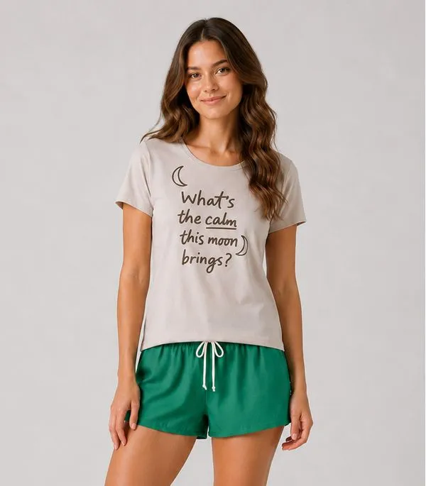 Pijama Feminino Blusa e Short Infinita Cor Verde GG