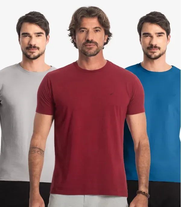 Kit 3 Camisetas Masculinas Básicas Select Sortidas P
