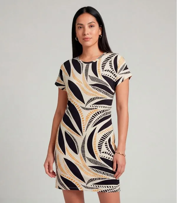 Vestido Básico Com Gola Redonda Infinita Cor Amarelo P