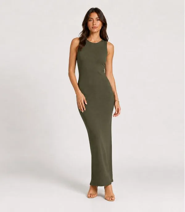 Vestido Midi Feminino Em Ribana Infinita Cor Verde GG