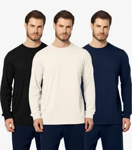 Kit 3 Camisetas Manga Longa Meia Malha Básicas Diametro Sortidas M