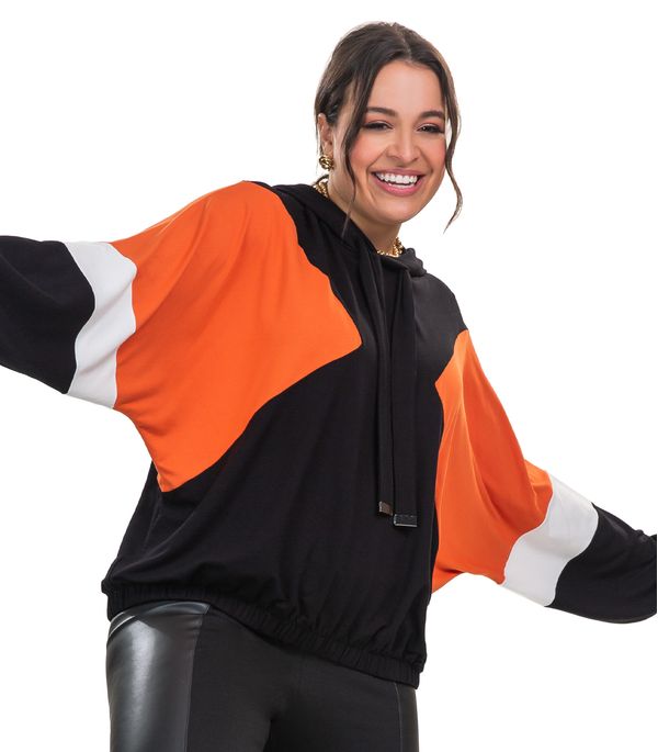 Blusao Molecotton de Viscose Secret Glam Laranja Plus G2