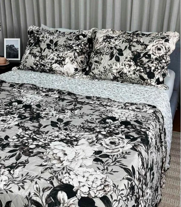 Cobreleito Solteiro Estampado Dupla Face Lepper Preto UN / Preto