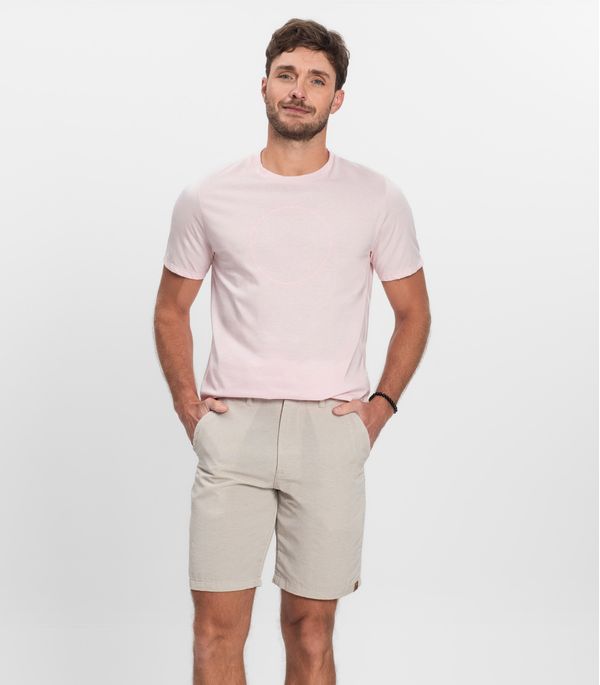 Bermuda Maculina Sarja Com Bolsos Shift Bege 44