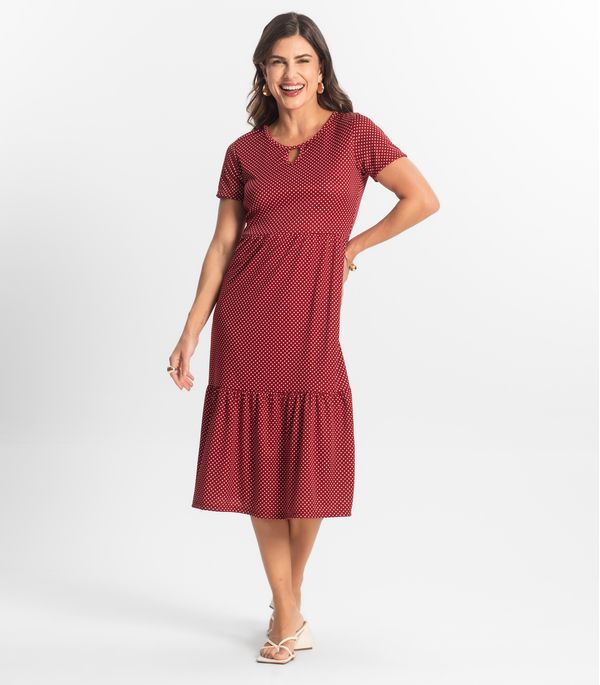 Vestido Midi Feminino Estampado Helanca Select Vermelho G