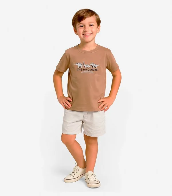 Conjunto Infantil Camiseta Com Bermuda Select Marrom 6