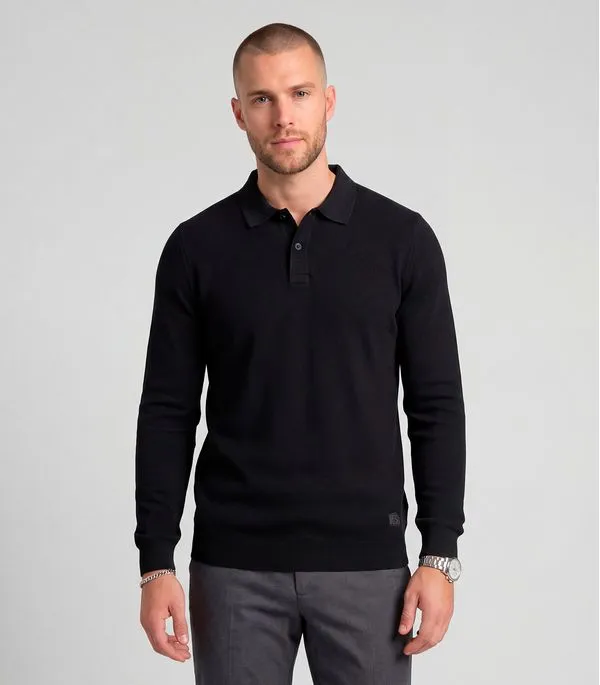Polo Manga Longa Maquinetada Diametro Preto G