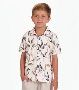 Camisa Meia Malha Menino Trick Nick Bege 8