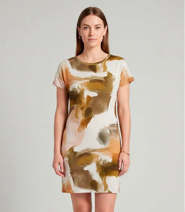 Vestido Básico Com Gola Redonda Infinita Cor Bege M