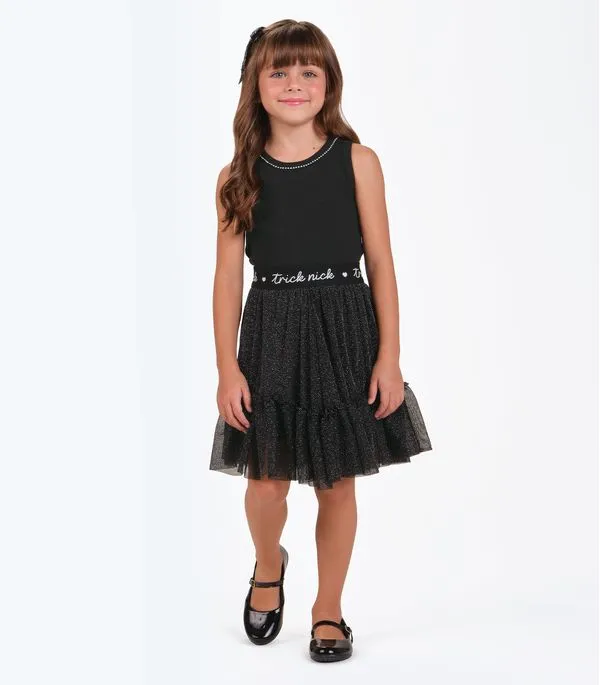 Regata Infantil Com Corrente de Strass Trick Nick Preto 8