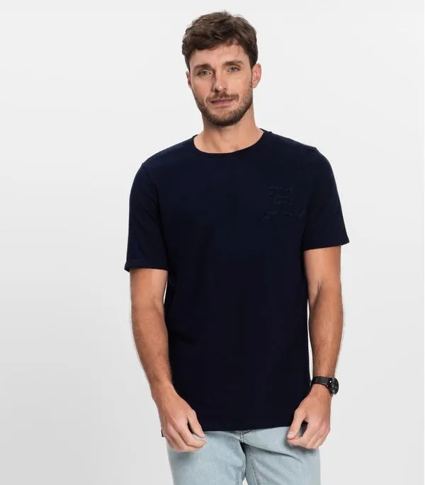Camiseta Masculina Manga Curta Malhão Diametro Azul GG