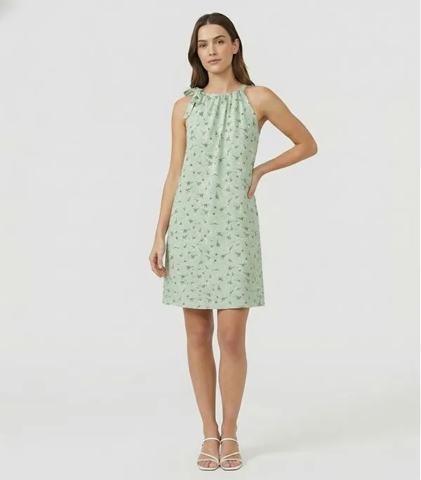 Vestido Curto Feminino Em Viscolinho Select Verde M