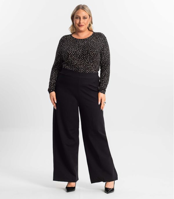 Calça Plus Size Feminina Pantalona Secret Glam Preto Plus G3