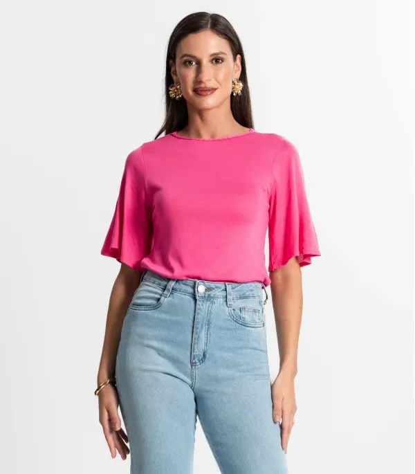 Blusa Feminina Manga Curta Rovitex Rosa M